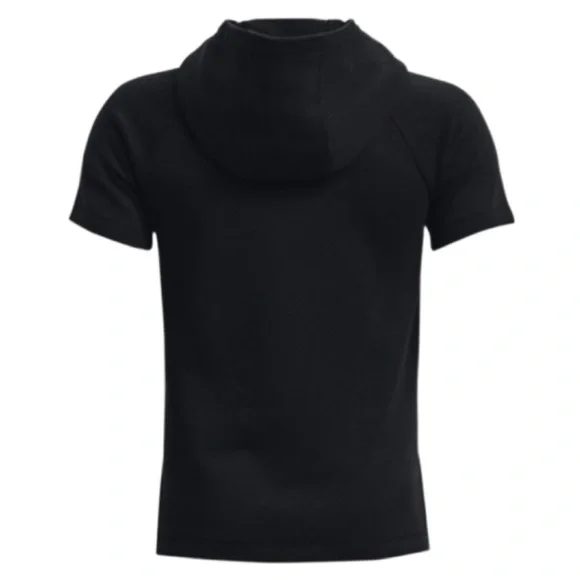 UNDER ARMOUR • Black Short Sleeve Hoodie Workout Rival Sweatshirt Athletic - Picture 4 of 4